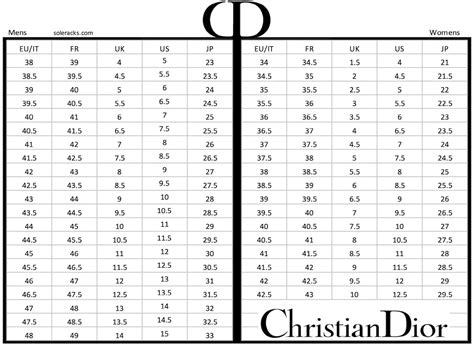 dior sneaker size chart